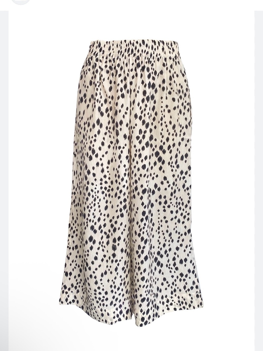 Neutral Printed A-Line Skirt — Cream with Black Spot Pattern size 1X